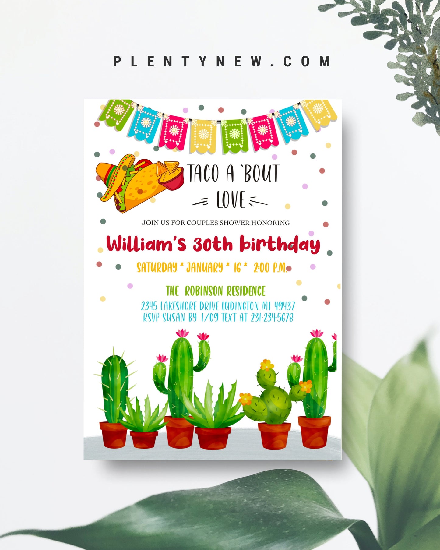 Any Age Taco Bout a Party Invitation - Fiesta Birthday Party Invite Cactus Invite - Chalkboard Digital INSTANT download Editable Fiesta,  GM