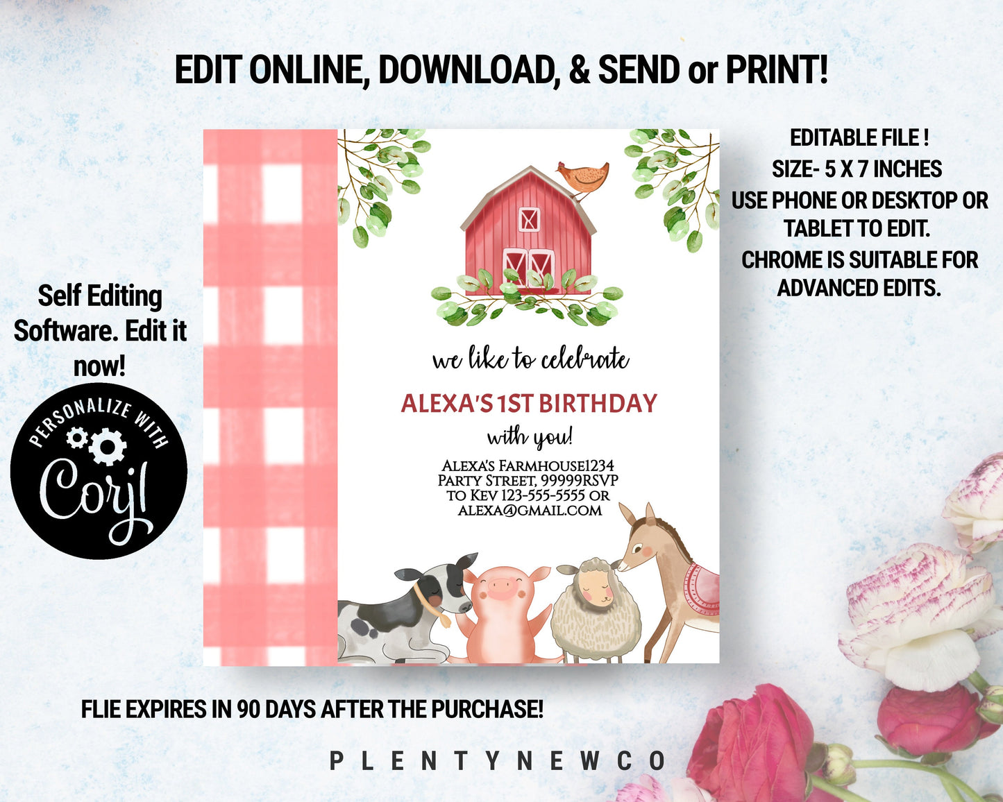 Editable Farm Birthday InvitationFM