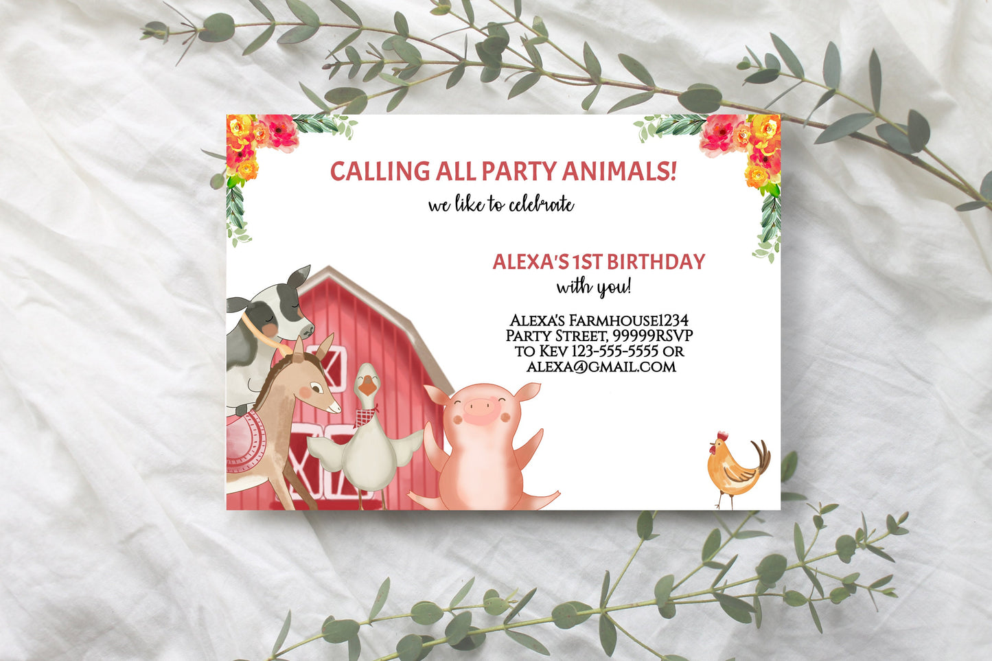 Editable Farm Birthday Invitation FM