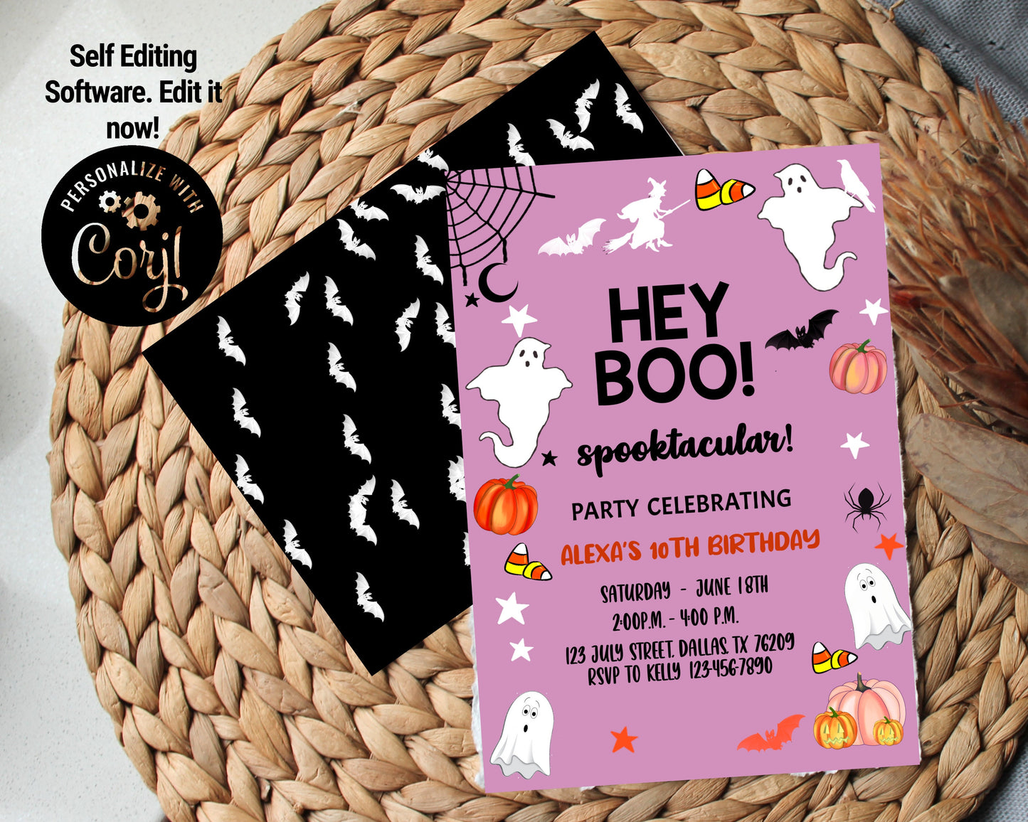 Editable Halloween Birthday Invitation Boy HF