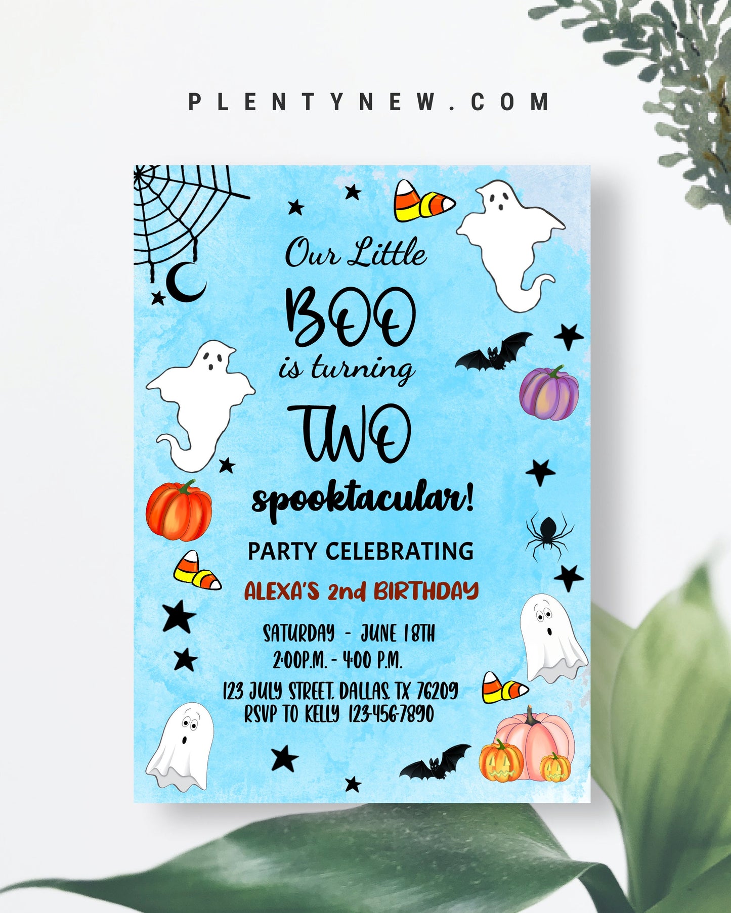 Editable Halloween 2nd Birthday Invitation HF