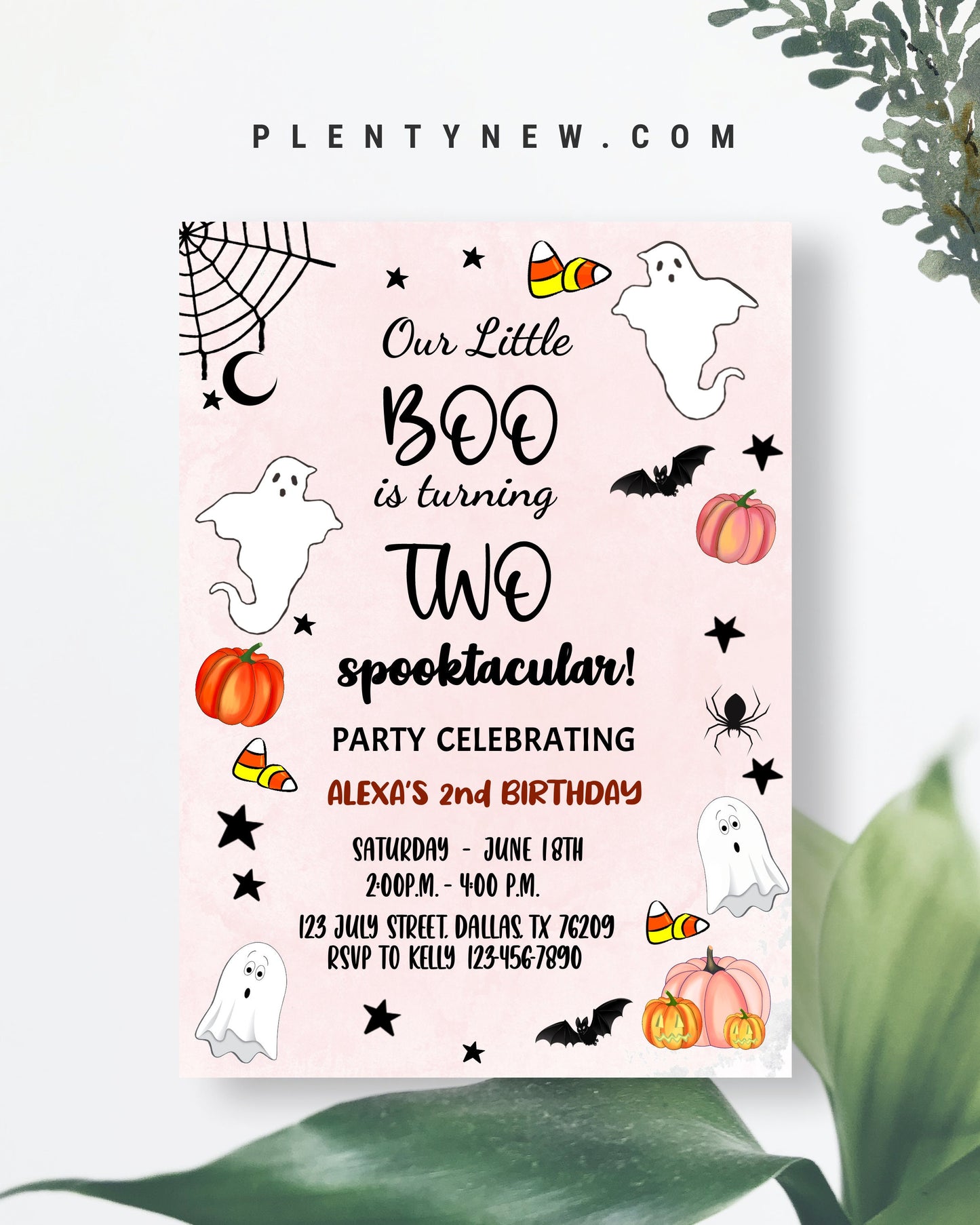 Editable Halloween 2nd Birthday Invitation HF