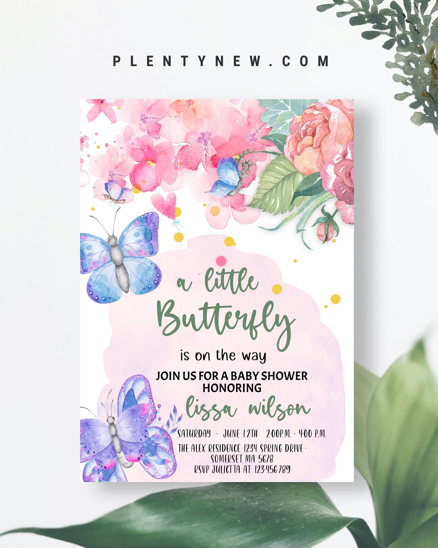 Editable Butterfly Baby Shower Invitation, BU