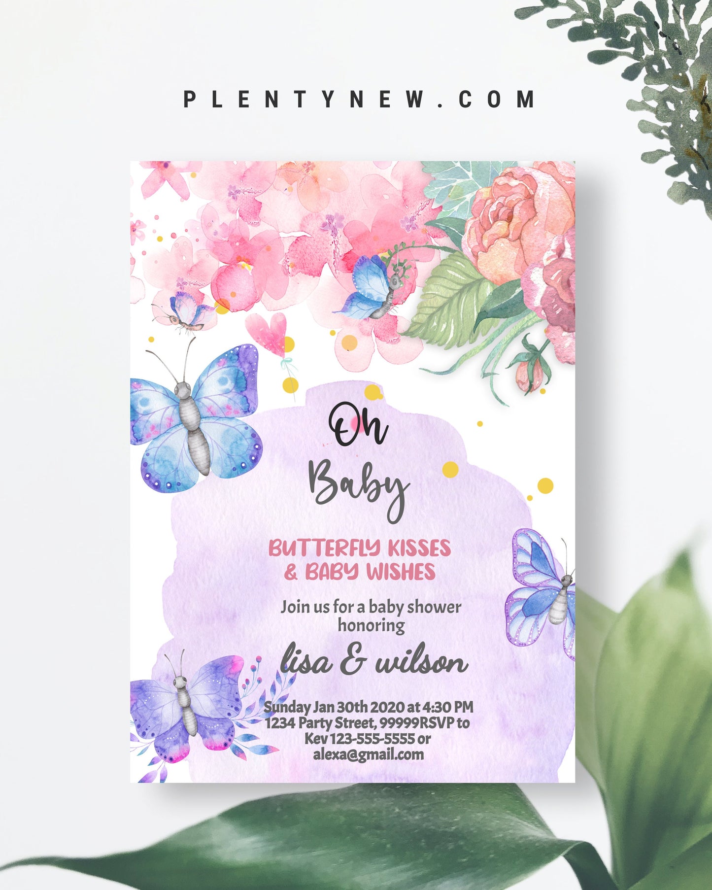 Editable Butterflies Baby Shower Invite BU