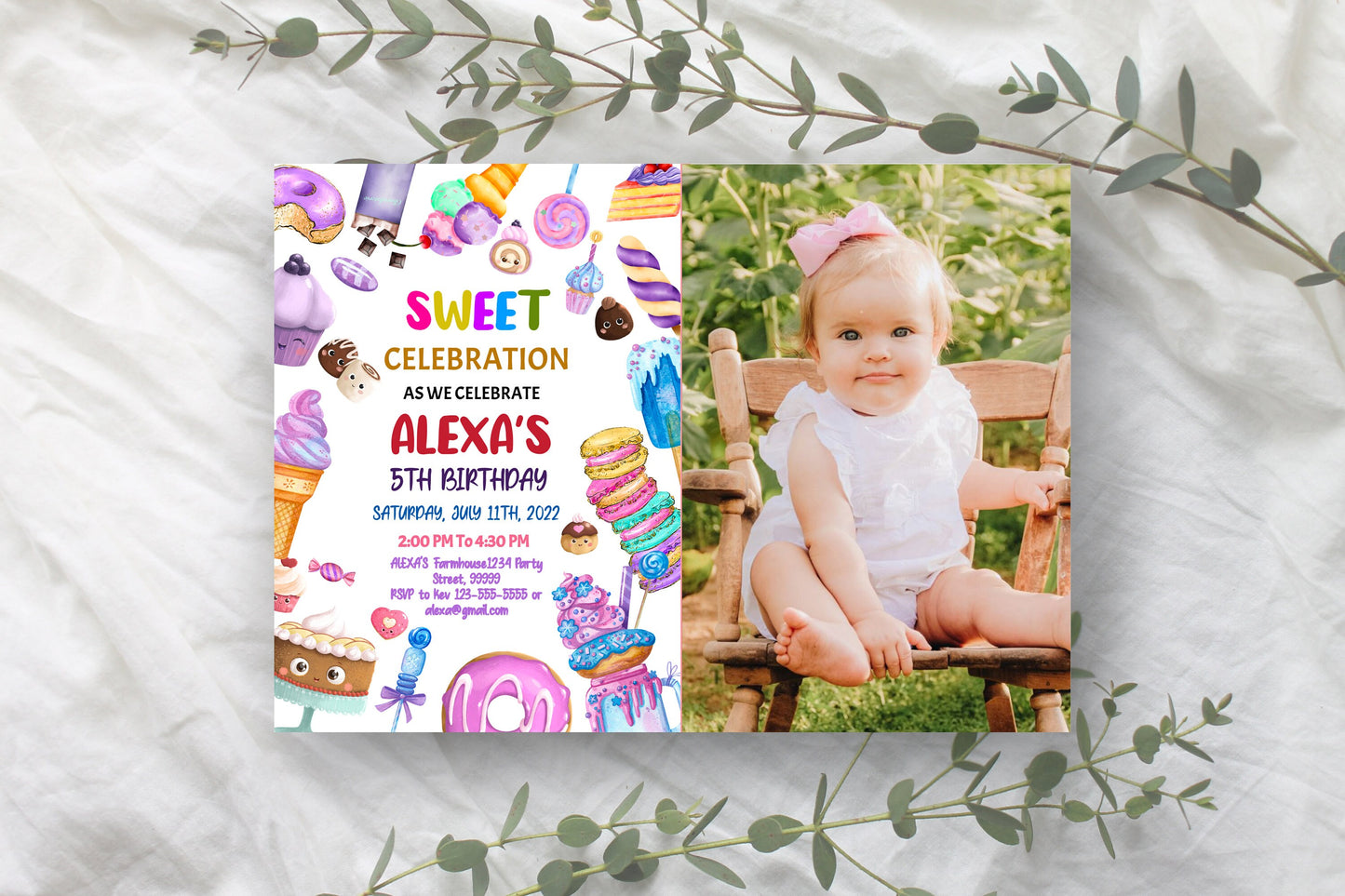 Sweets Candy Invitation, Sweet Candy Birthday Invitation, Candy Invitation Editable Template, Sweet Celebration Birthday Invitation, IC