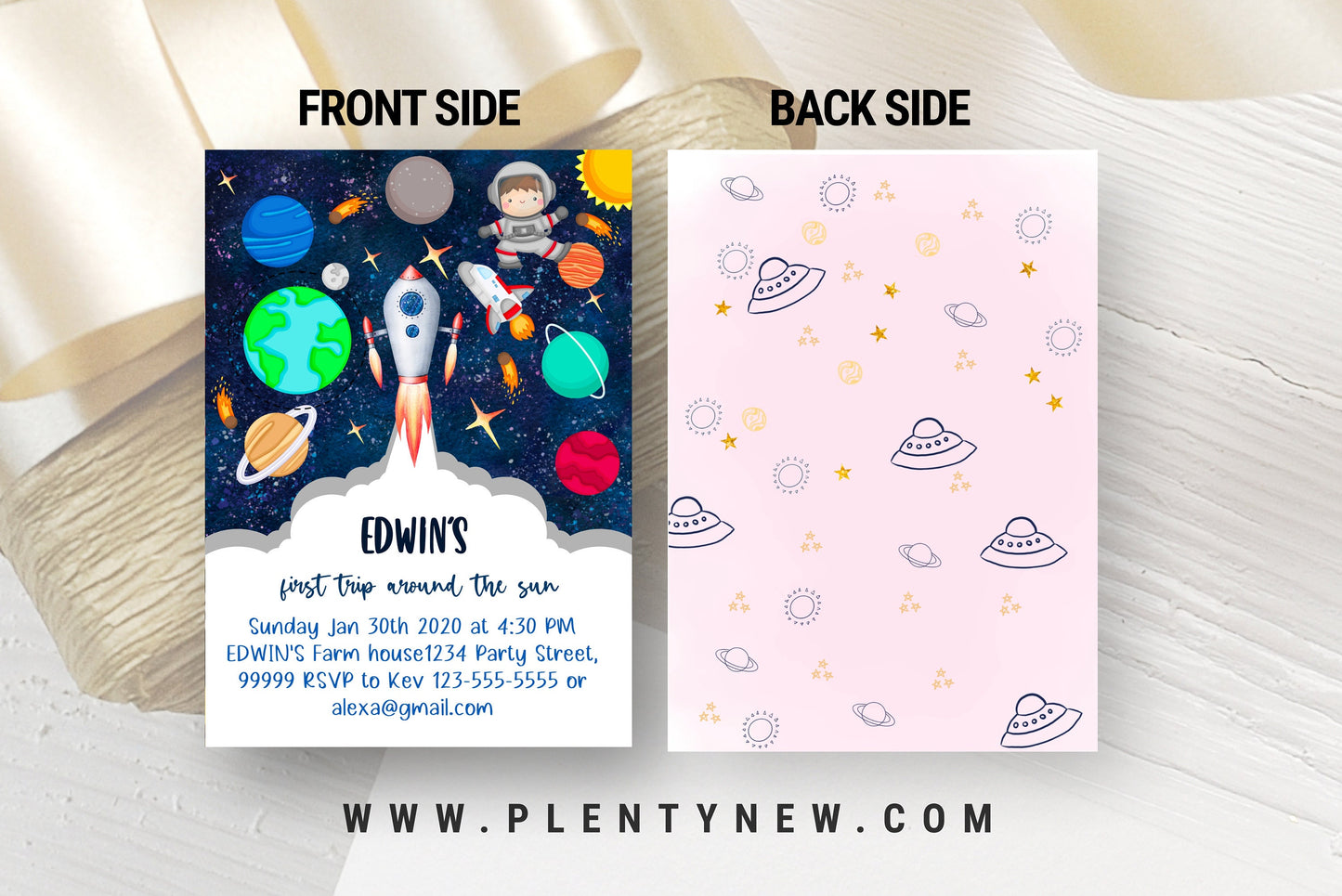 EDITABLE First Trip Around the Sun Outer Space First Birthday Invitation Galaxy Blast Off Printable Templates Digital Download Corjl, SP