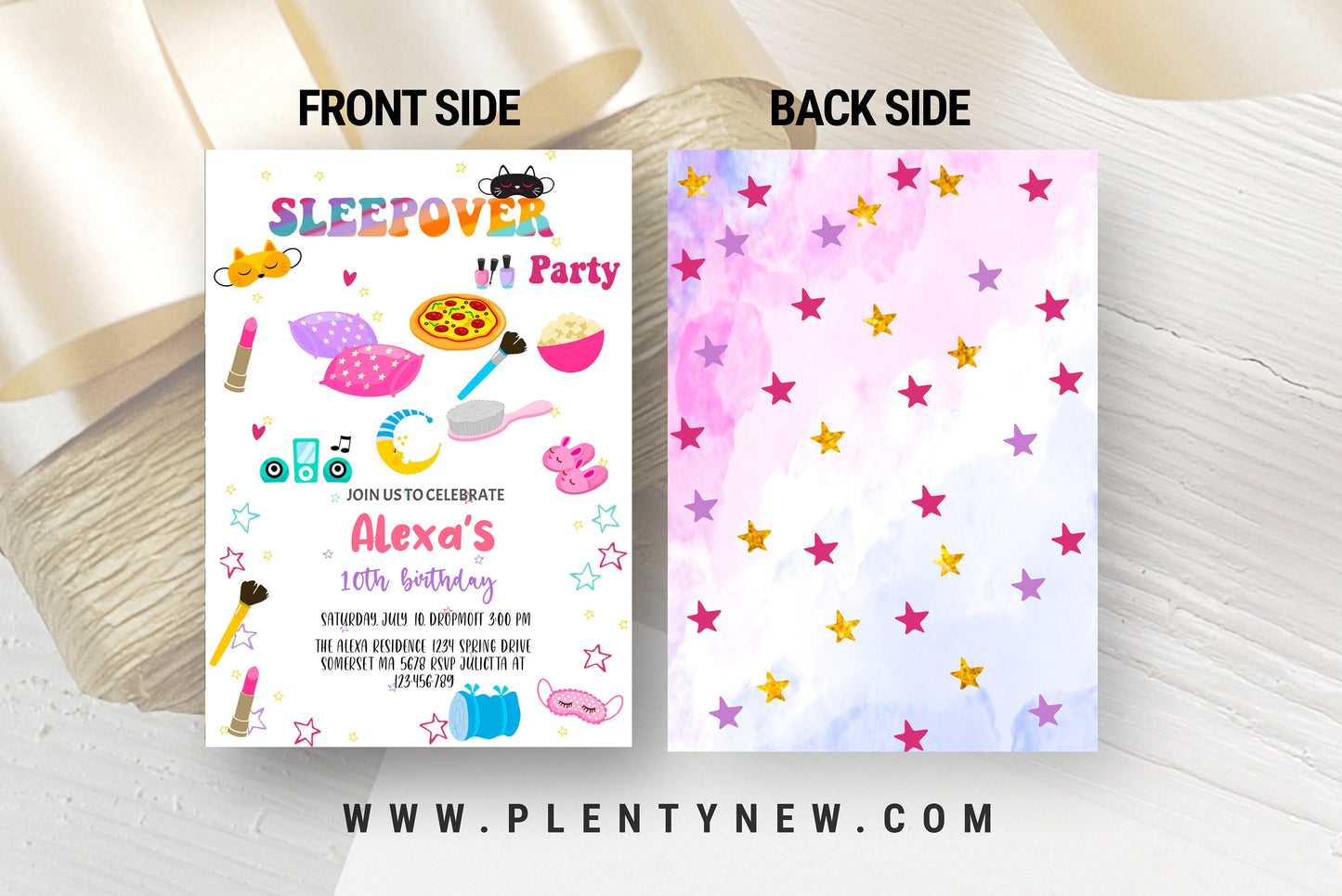 Pajama Party Birthday Invitation, Chalkboard Pjs invitation, Slumber, Sleepover Invite Instant download, Printable, Editable Girl invitation