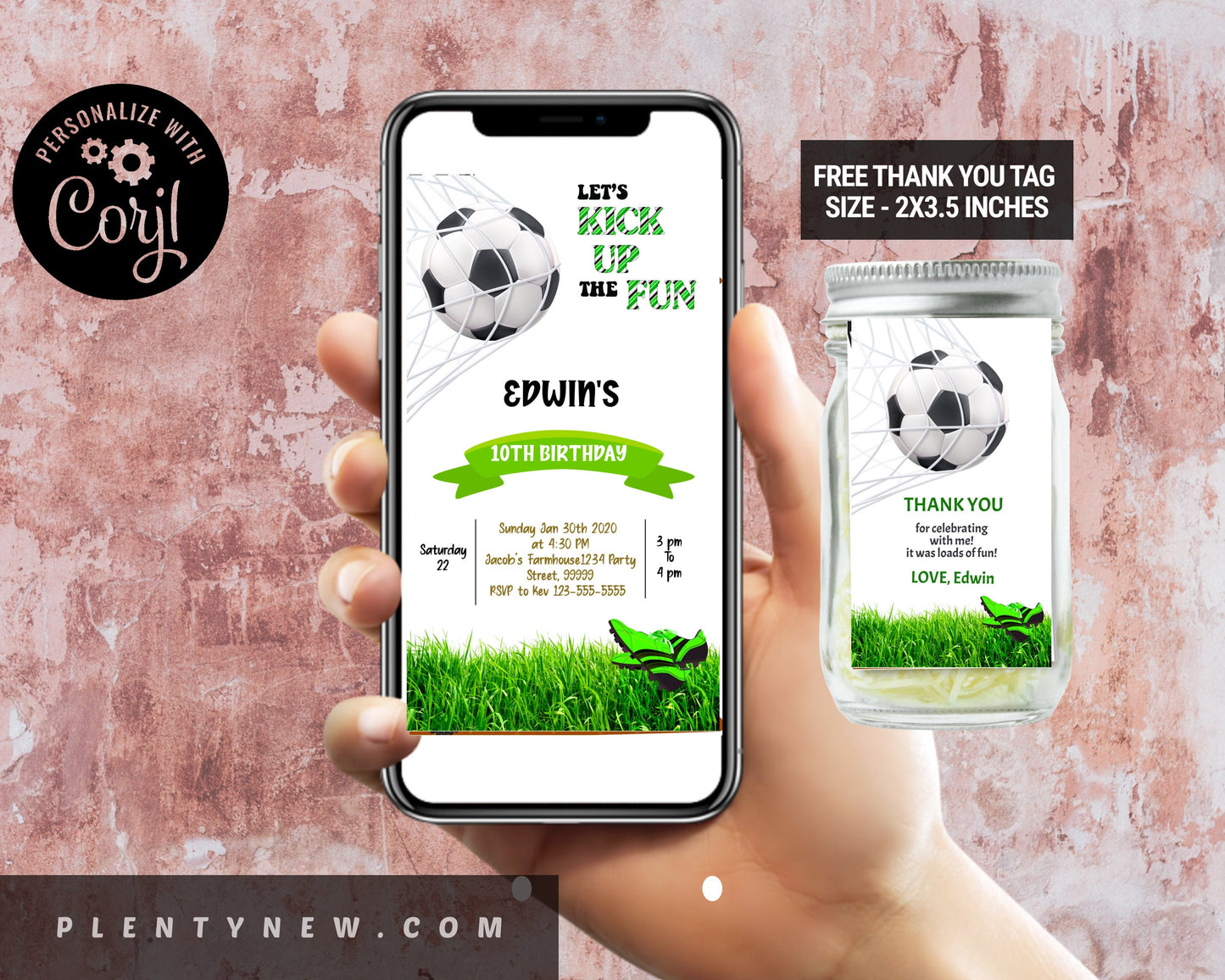 Editable Soccer Electronic Invitation Template SS