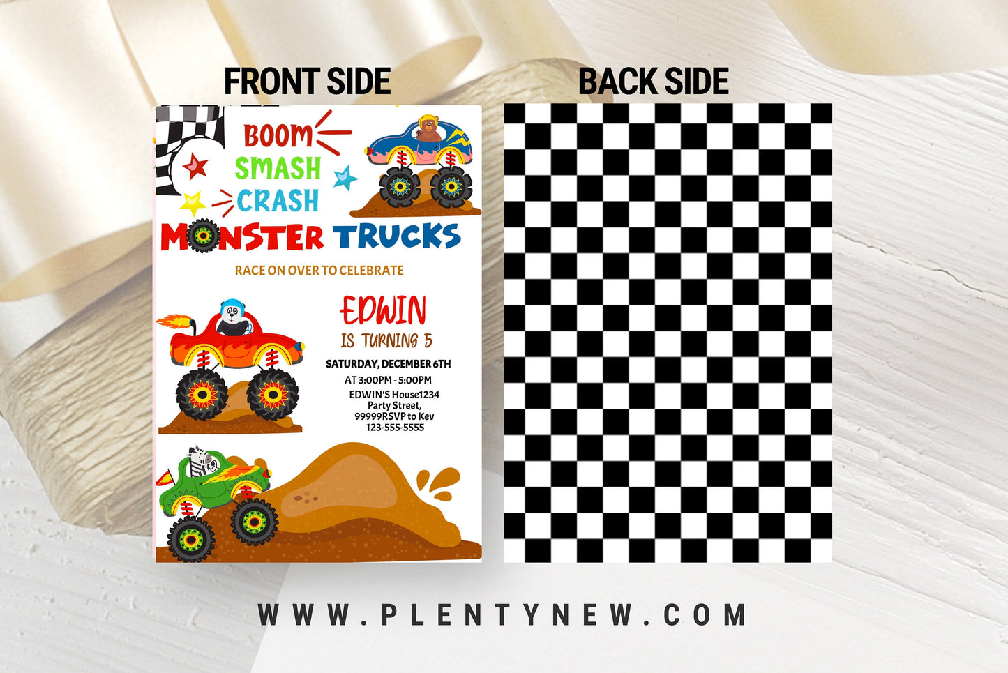 Monster Truck Electronic Invitation Template MT
