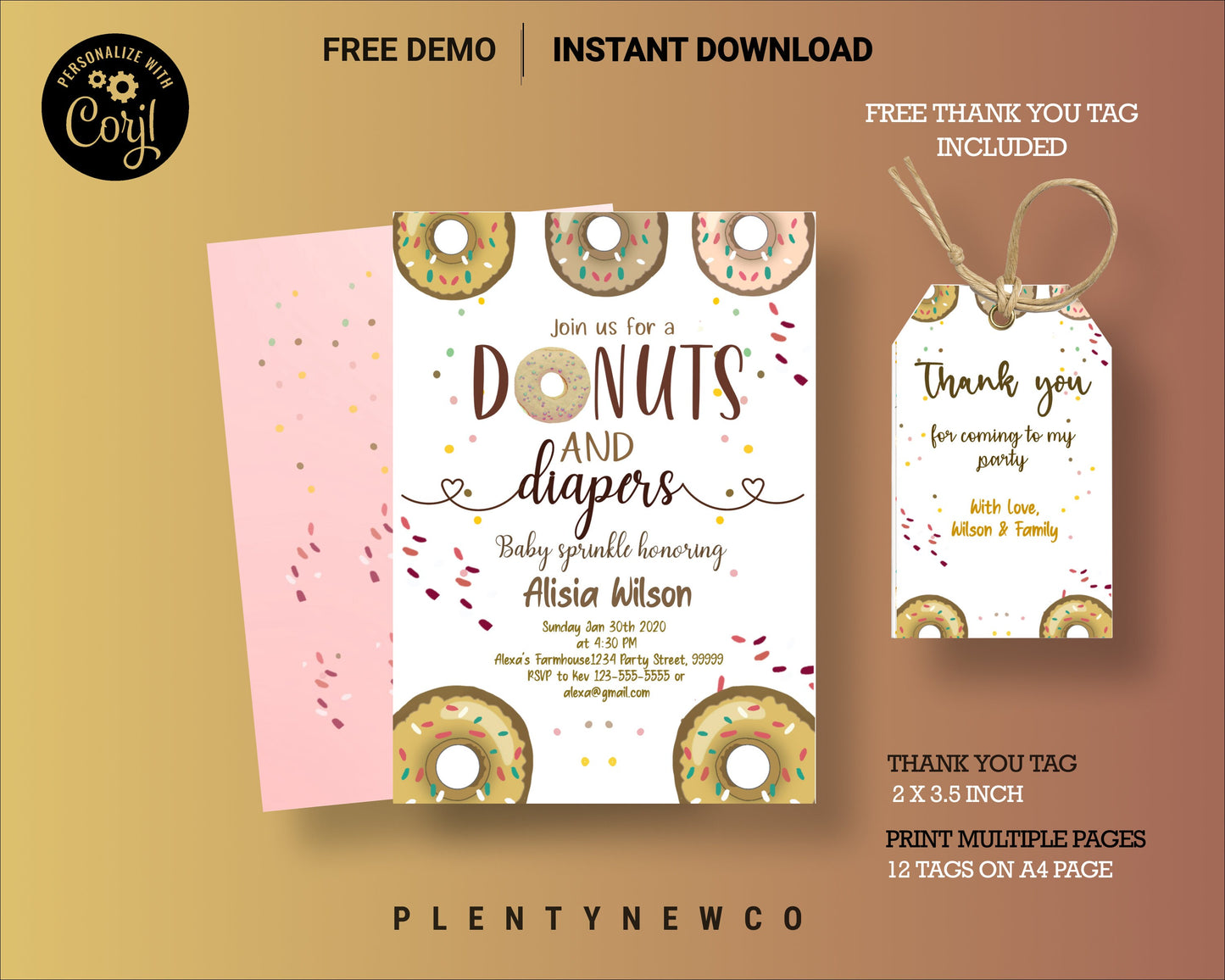 Donuts And Diapers Baby Sprinkle Donut Baby Sprinkle Donut Baby Shower Editable Donut Sprinkle Instant Download Editable File Corjl design