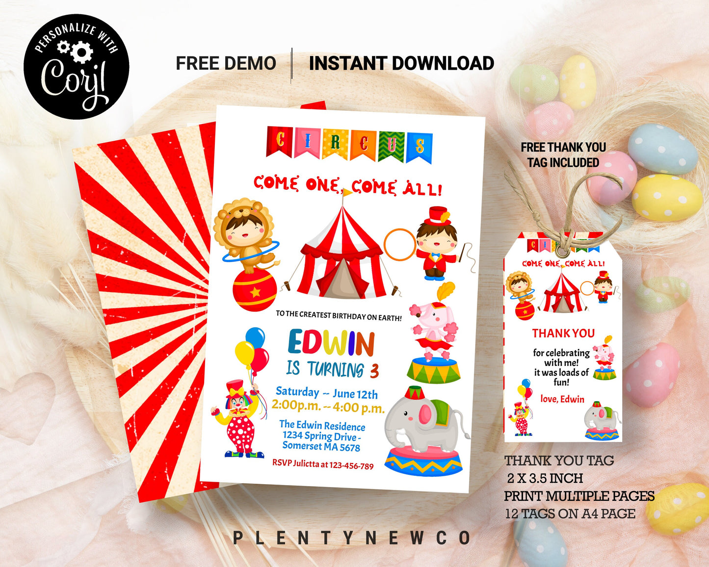 Carnival Ticket Birthday Invitation With Picture, Circus invitation Photo | Editable Instant Download Edit Online NOW Corjl | INSTANT ACCESS