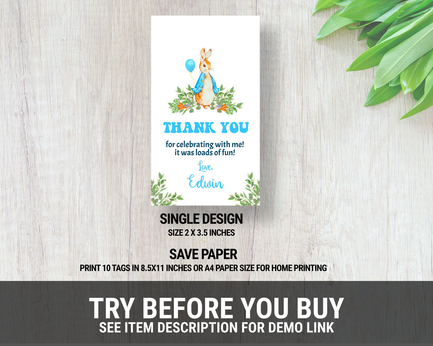Peter Rabbit First Birthday Invitation, Editable Invite Template, Rustic Bunny, 1st Birthday, Boy Party Printable, Instant Download, Corjl