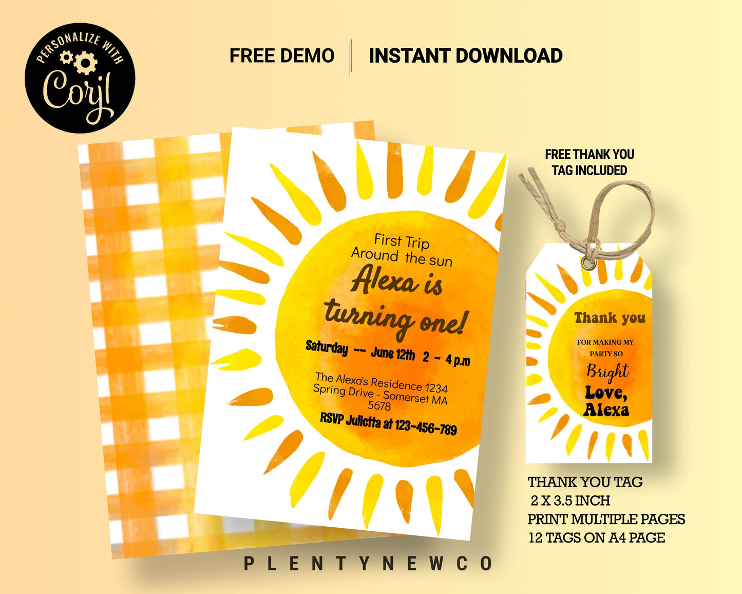 Editable First Trip Around The Sun Birthday Invitation 1st Birthday You Are My Sunshine Boho Download Printable Template Digital Corjl , SN