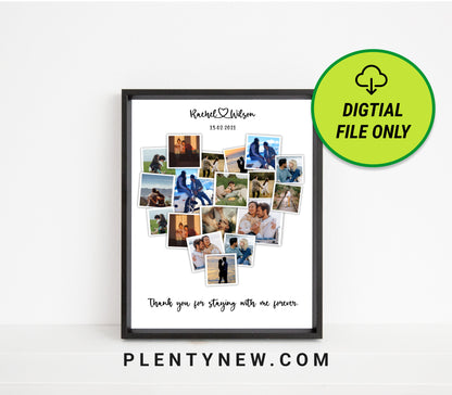 Personalize Second Anniversary Gift for Husband, 2nd Anniversary Collage, 2 Year Anniversary, Two Year Anniversary, Heart Photo Collage