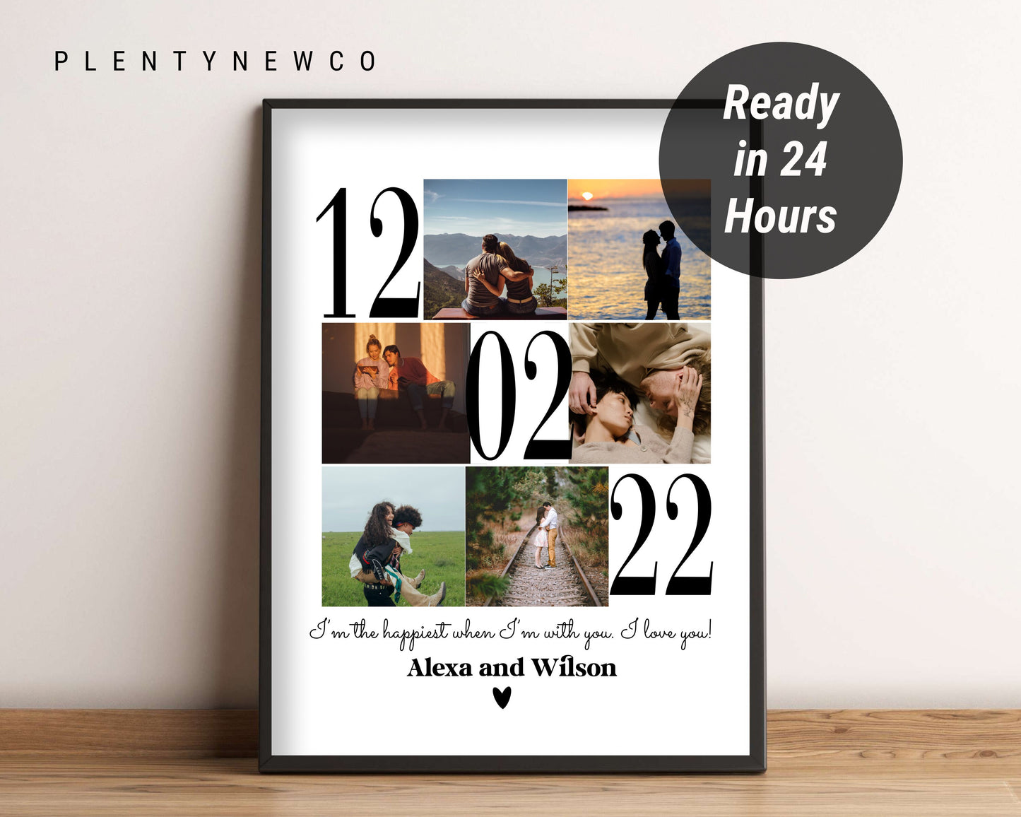 Personalize 1st Year Anniversary Photo Collage Gift, 1 year Anniversary Gift for Boyfriend, 1 Year Wedding Gift, First Anniversary Present