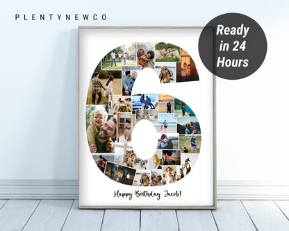 Custom 6th Anniversary Gift for Husband, 6 Years Together, 6 Years Anniversary Collage, Sixth Anniversary Gift, Number 6 Photo Collage