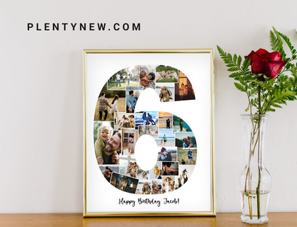 Custom 6th Anniversary Gift for Husband, 6 Years Together, 6 Years Anniversary Collage, Sixth Anniversary Gift, Number 6 Photo Collage