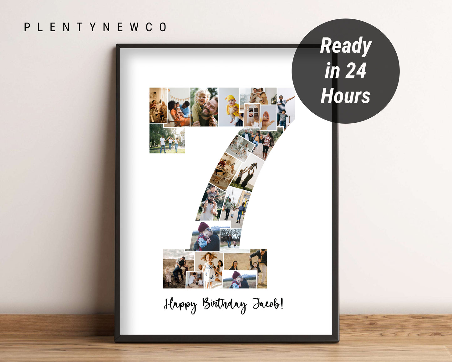 Custom 7 year Anniversary Collage, Personalized 7th Anniversary Gift for Husband, Seventh Anniversary Gift Art, Number Photo Collage Gift