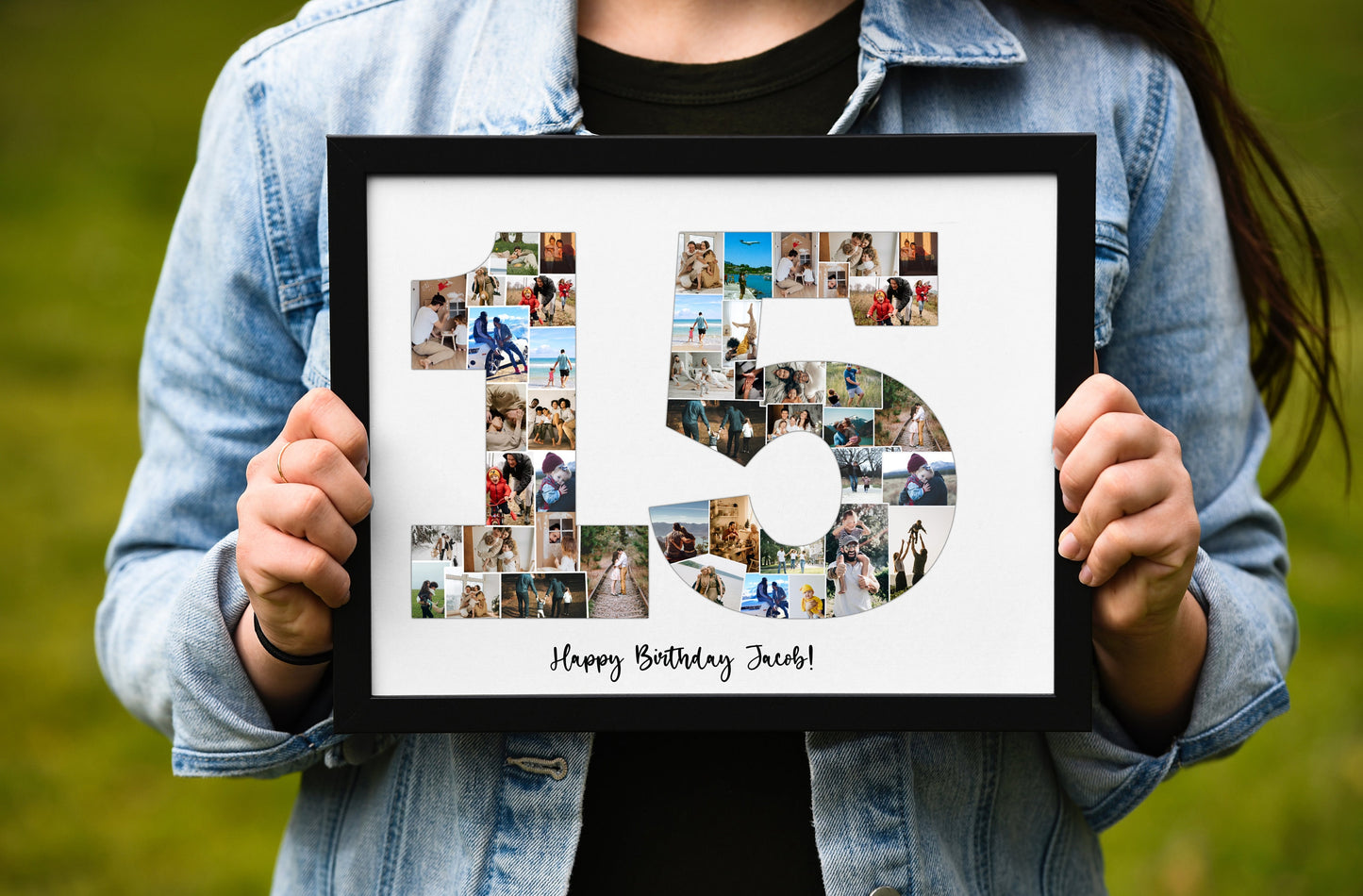 Custom 15th Birthday Photo Collage, Personalized 15th Picture Collage Template, Editable Number Collage Anniversary Gift, Son Daughter Gift