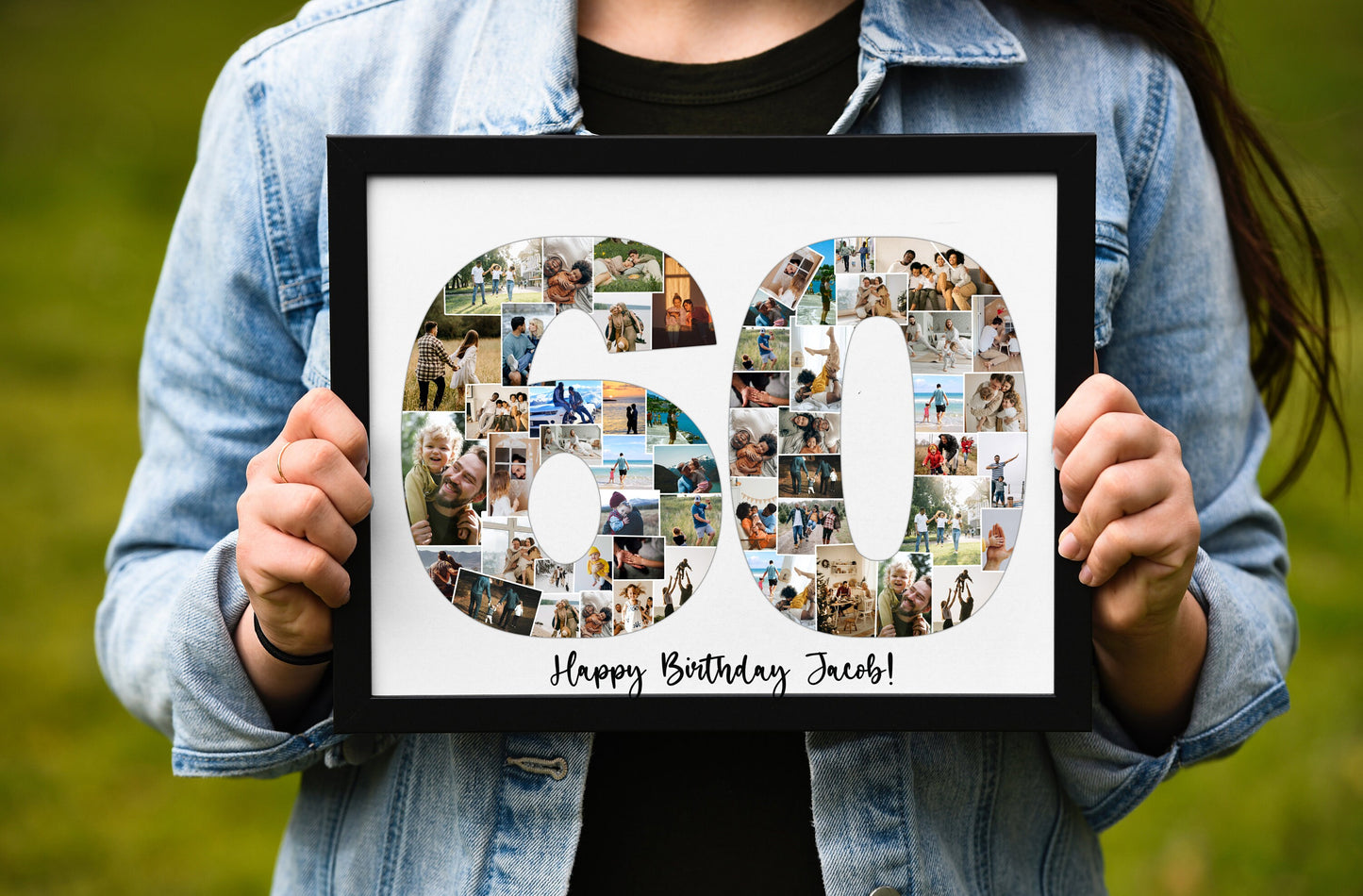 Custom 60th Birthday Photo Collage, Personalized 60th Picture Collage Template, Editable Number Collage Birthday Gift, 1963 Year Birthday