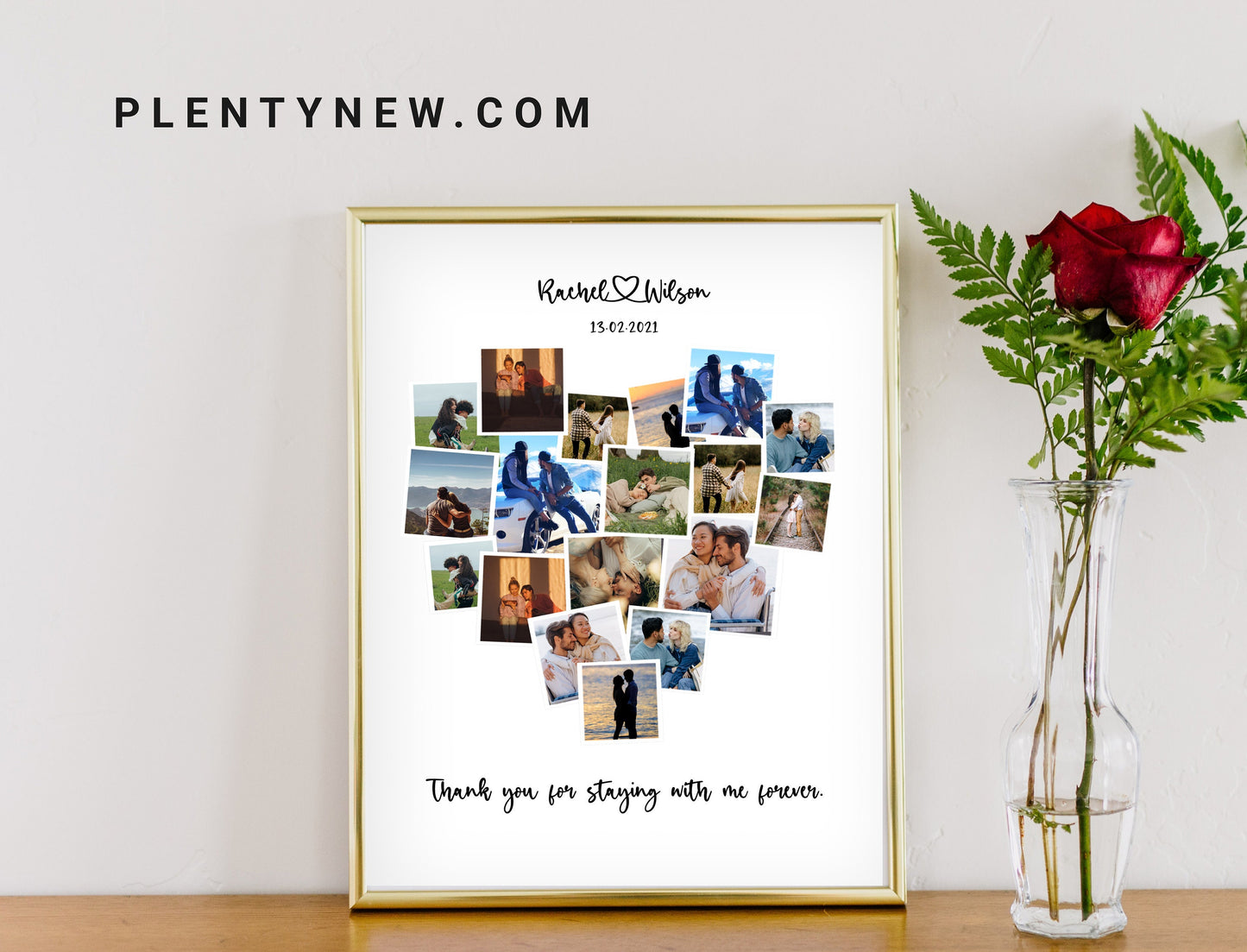 Personalize Second Anniversary Gift for Husband, 2nd Anniversary Collage, 2 Year Anniversary, Two Year Anniversary, Heart Photo Collage