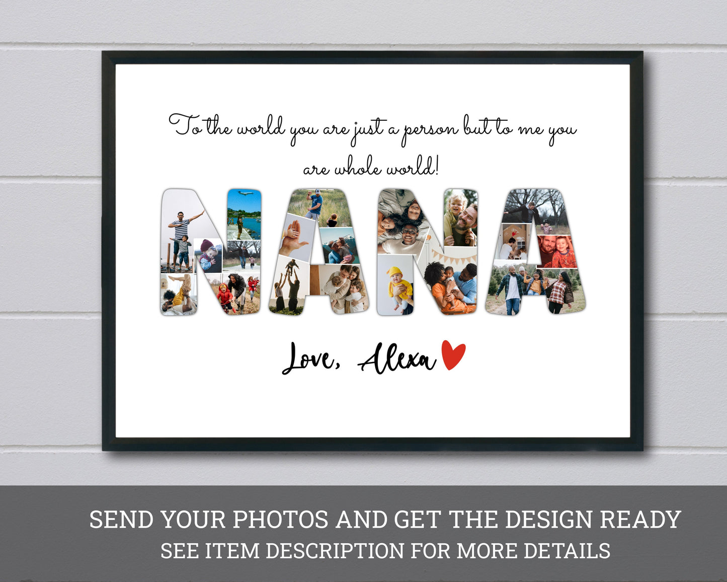 Personalized Nana Photo Collage, Custom Nana Gift, Gift For Grandma, Grandparent gift from daughter, Mothers Day Gift, Gift from Grandkids