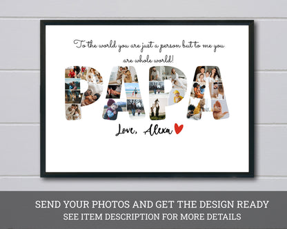 Personalized Papa Photo Collage, Customized Father's Gift, Daddy Photo Collage, Gift For Papa, Father Day Photo Collage Dad Collage Dad gift