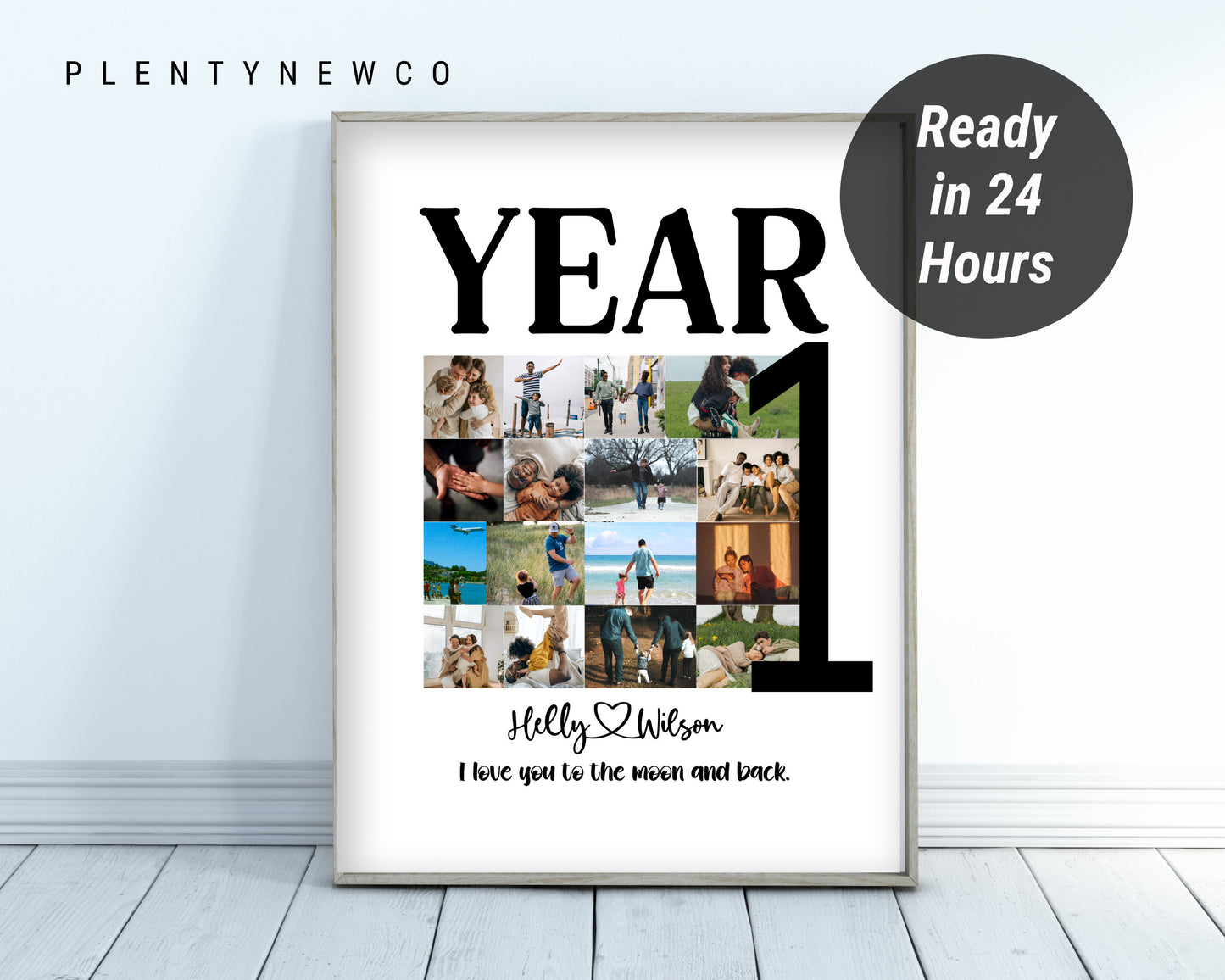 Personalize 1st Year Anniversary Photo Collage, Custom 1 year Anniversary Gift for Boyfriend, 1 Year Wedding Gift, First Anniversary Present