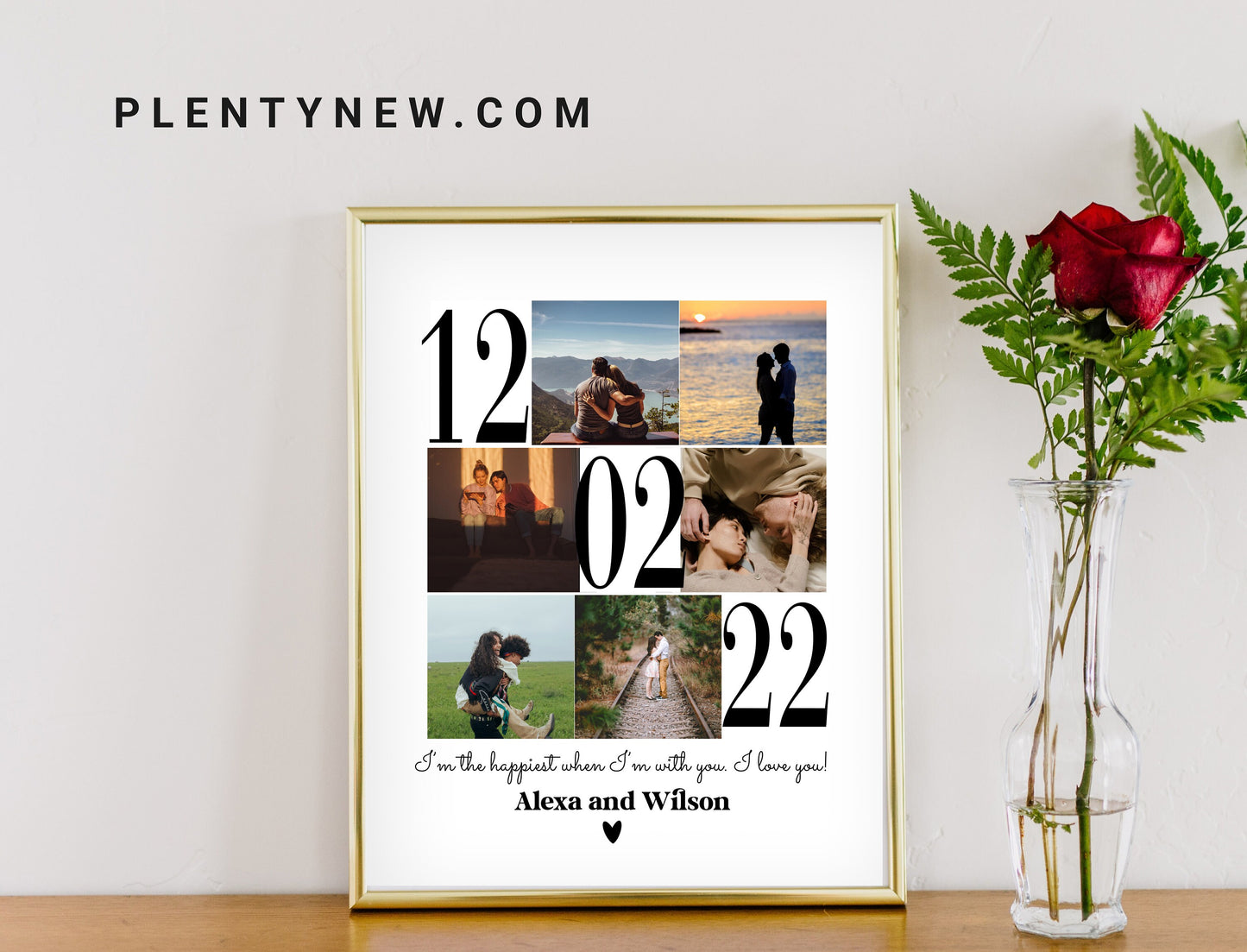 Personalize 1st Year Anniversary Photo Collage Gift, 1 year Anniversary Gift for Boyfriend, 1 Year Wedding Gift, First Anniversary Present
