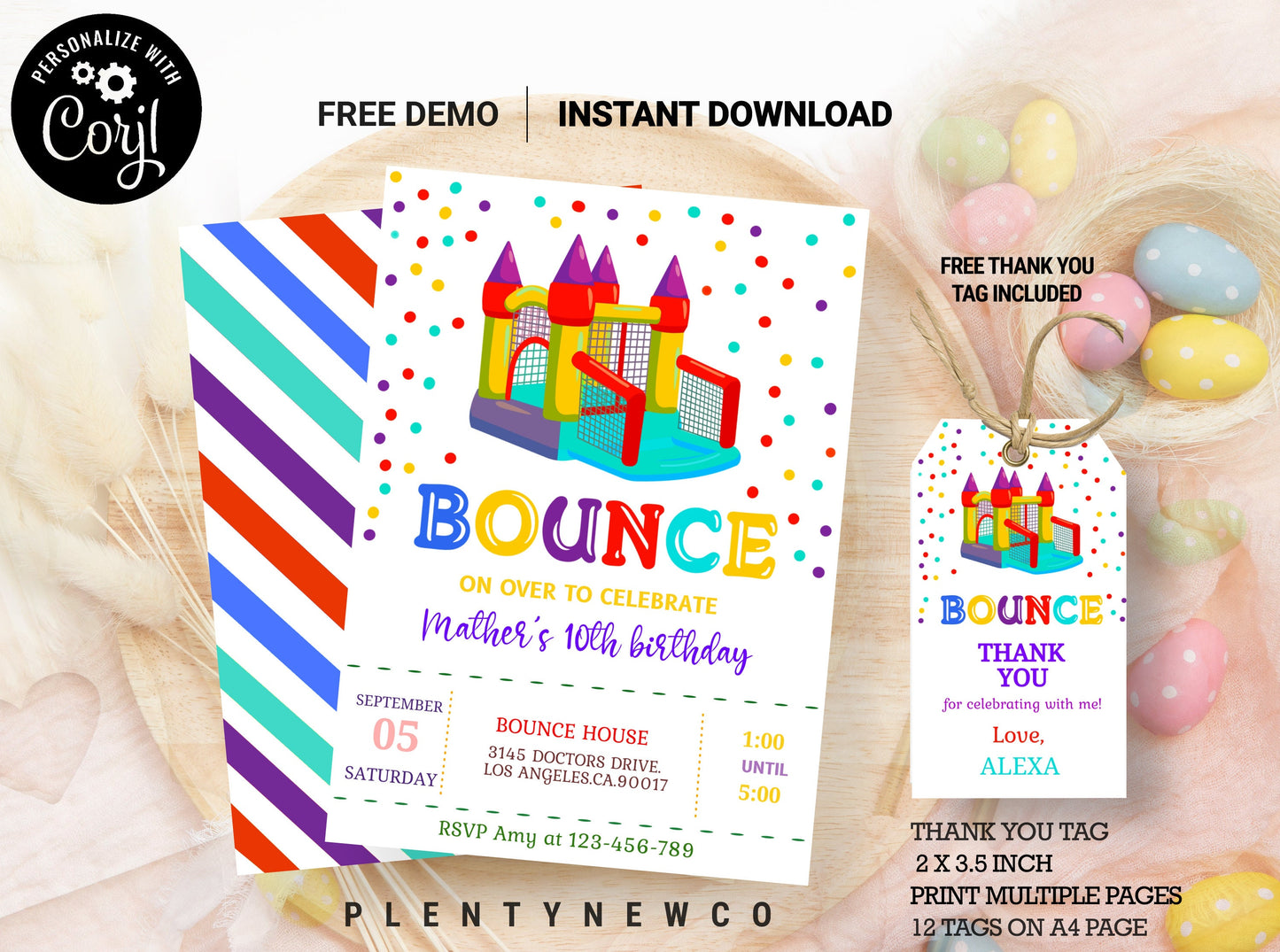 Bounce House Birthday Invitation, EDITABLE Kids Park Party Invitation, Bouncing Castle, Instant Download, Outdoor Playground Template, PY