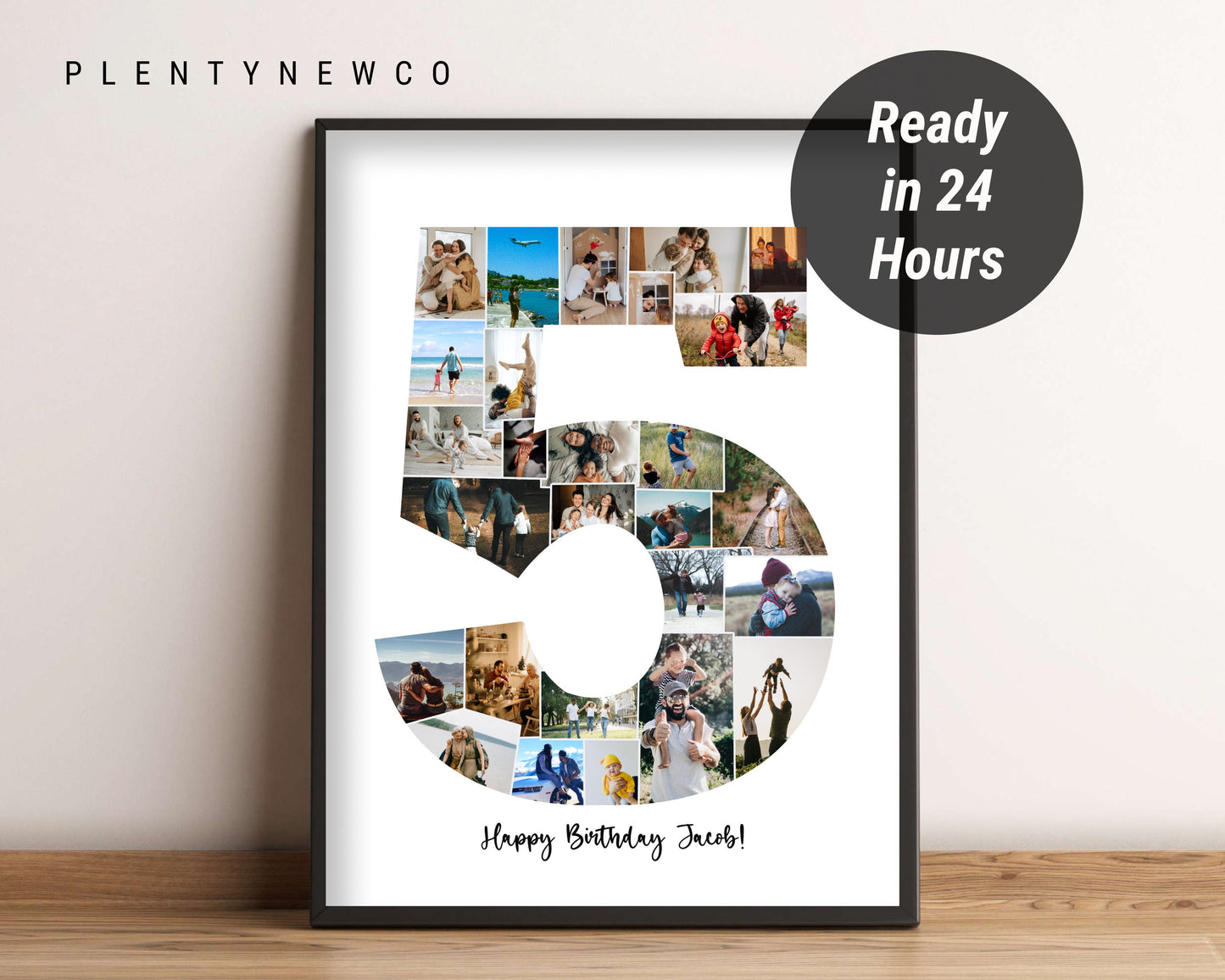 5th Anniversary Gift Photo Collage, 5 Year Anniversary, Fifth Anniversary, 5th Wedding Anniversary Gift, Number 5 Photo Collage, Five Years