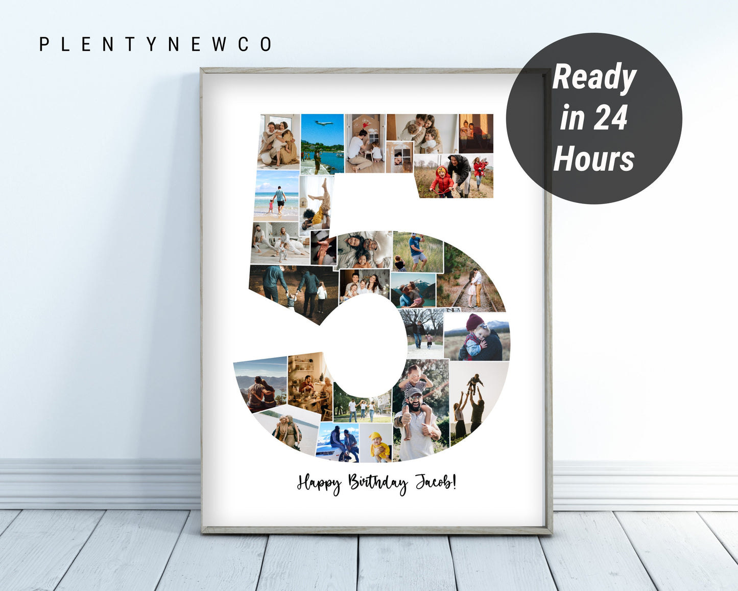 5th Anniversary Gift Photo Collage, 5 Year Anniversary, Fifth Anniversary, 5th Wedding Anniversary Gift, Number 5 Photo Collage, Five Years