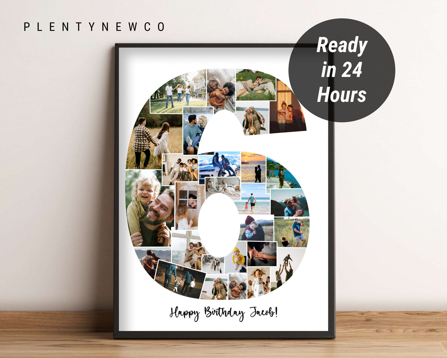 Custom 6th Anniversary Gift for Husband, 6 Years Together, 6 Years Anniversary Collage, Sixth Anniversary Gift, Number 6 Photo Collage