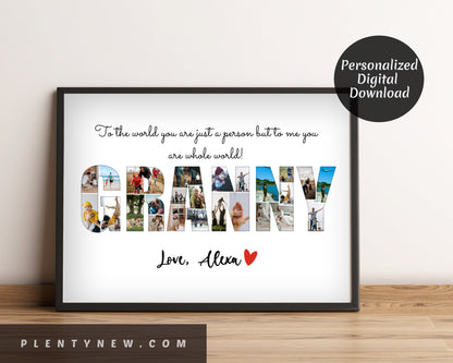 Granny Photo Collage, Personalized Photo Gift, Gift for NANA, Grandma Photo Collage, Gift for granny from Grandkids, Grandmother Photo Gift