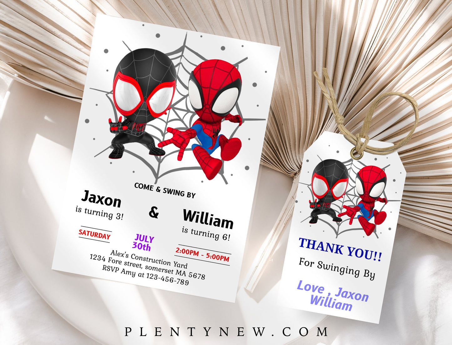 Spidey and his Amazing Friends Joint Birthday Invitation Spidey Ghost Spider Siblings Invite Spidey Double Invite Dual Boy Combined Invite