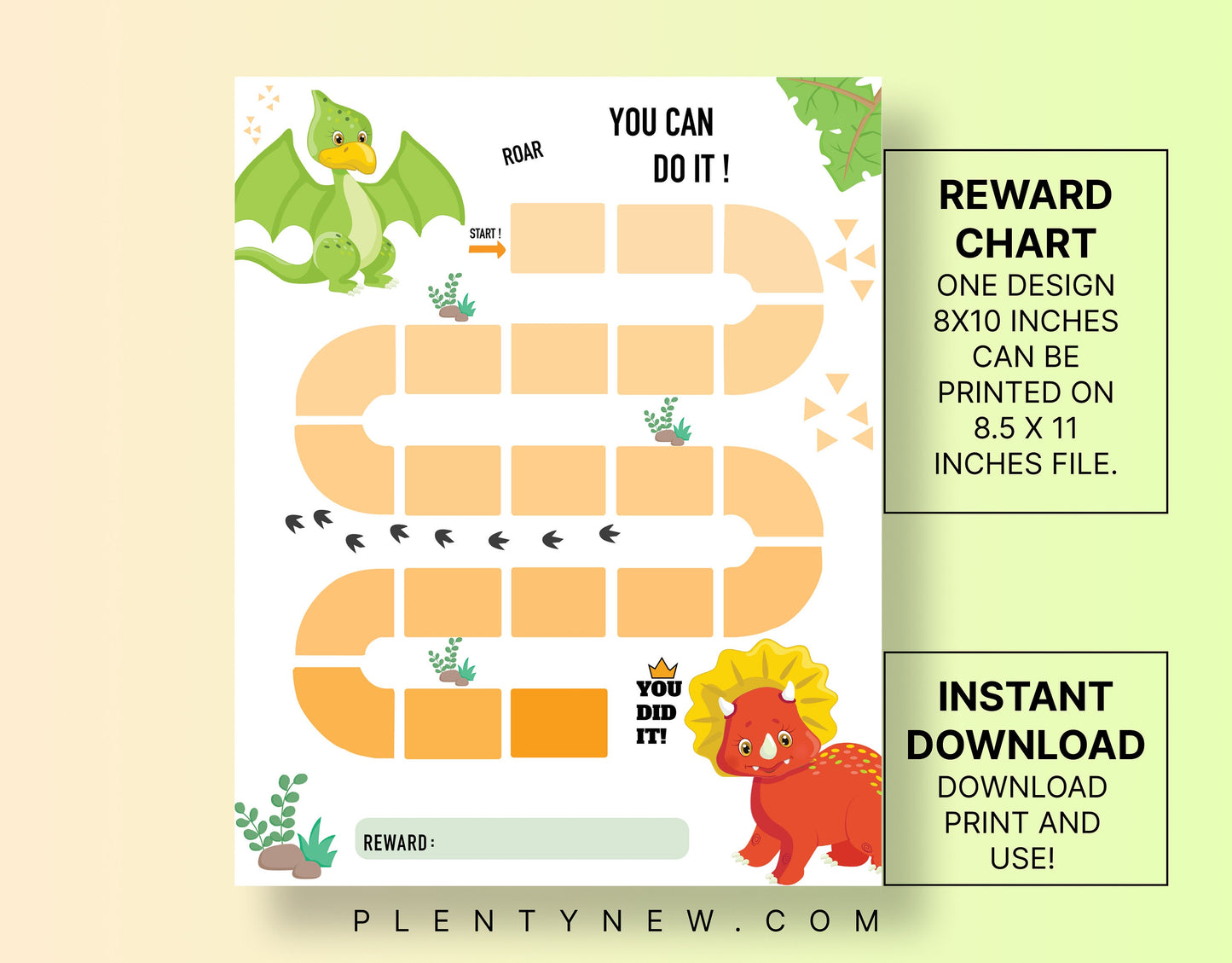 Printable Dinosaur Reward Chart | Dinosaur Kids Behavior Chart | Instant Download Sticker Chart | Toddler Chore Chart | T-Rex Behavior Chart