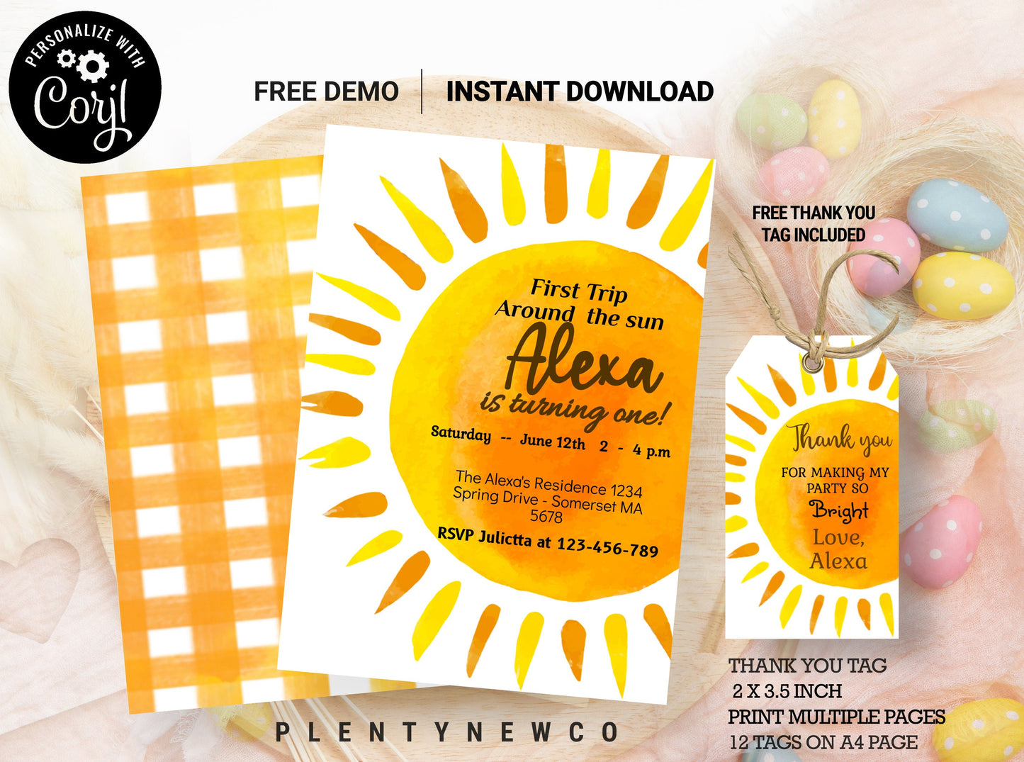 Editable Our Little Sunshine Birthday Invitation 1st You Are My Sunshine Party Neutral Boho Download Printable Template Digital Corjl , SN