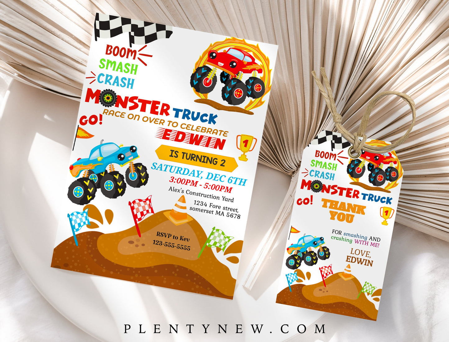 Monster Truck Rally 3rd Birthday Party Invitation Boys DIY Printable Editable Instant Digital Download Monster Truck Birthday Gift Kid, MT