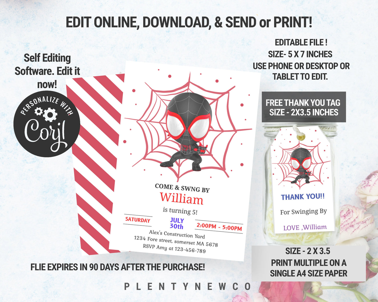 Miles Morales Birthday Invitation Spidey and his Amazing Friends Birthday Invitation Spin Invitation Boy Party EDITABLE Instant Digital, SS
