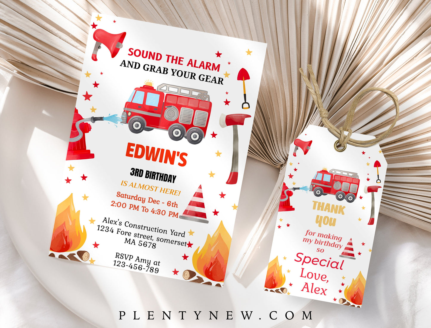 Editable Fire truck Invitation, Fire truck Birthday Invitation, Fire truck Template Download, Digital File, Editable Fire truck Invitation