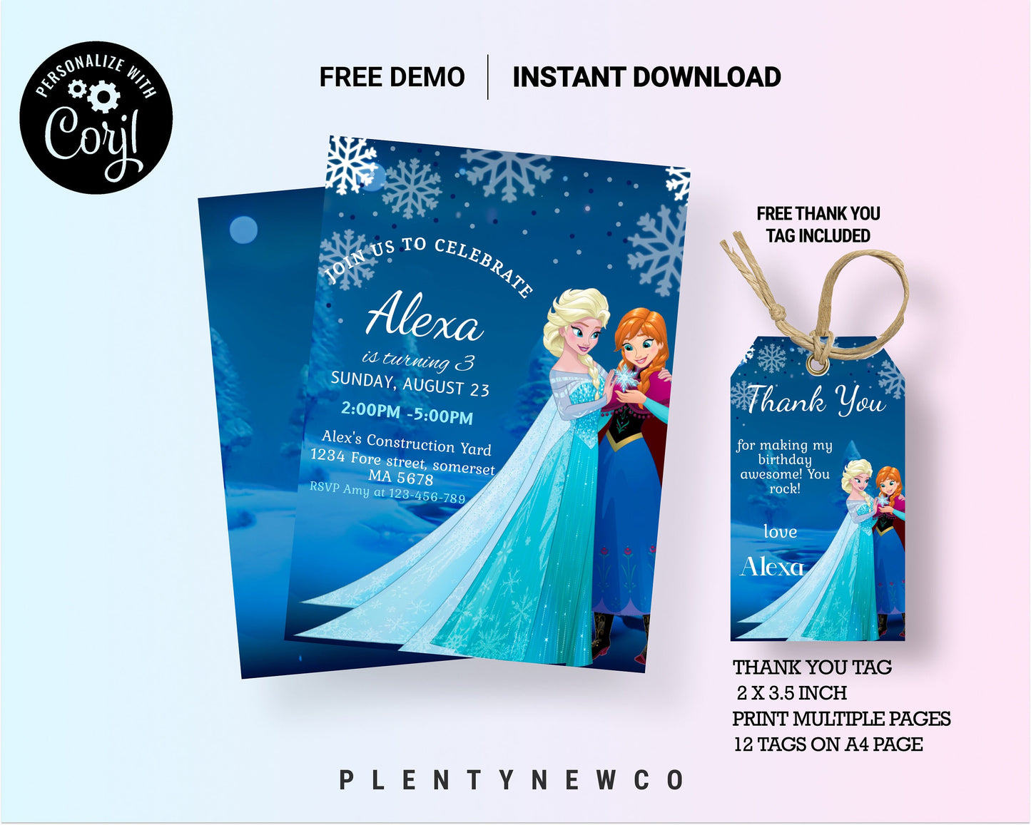 Frozen Birthday Invitation Princess Elsa Anna Invitation Frozen Party Invite Girl Frozen Birthday Invite EDITABLE Template Instant Download
