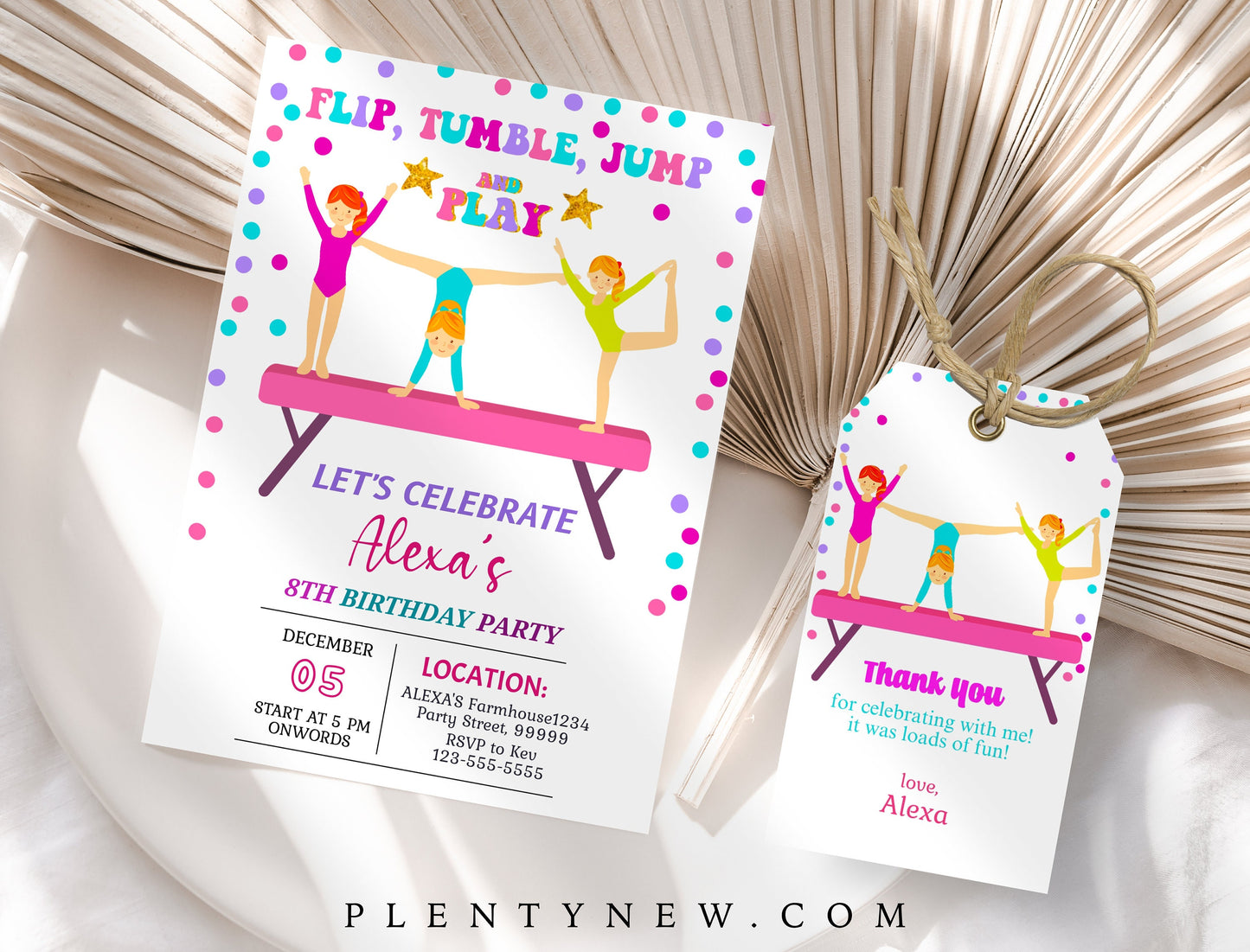 Gymnastics Birthday Invitation, EDITABLE Gymnastics Party Invitation Template, Girl Gymnastics Birthday Party Invite, Instant Download, GM